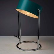 Petrol green table lamp with chromed steel base