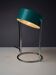 Lampe de table vert pétrole avec base en acier chromé