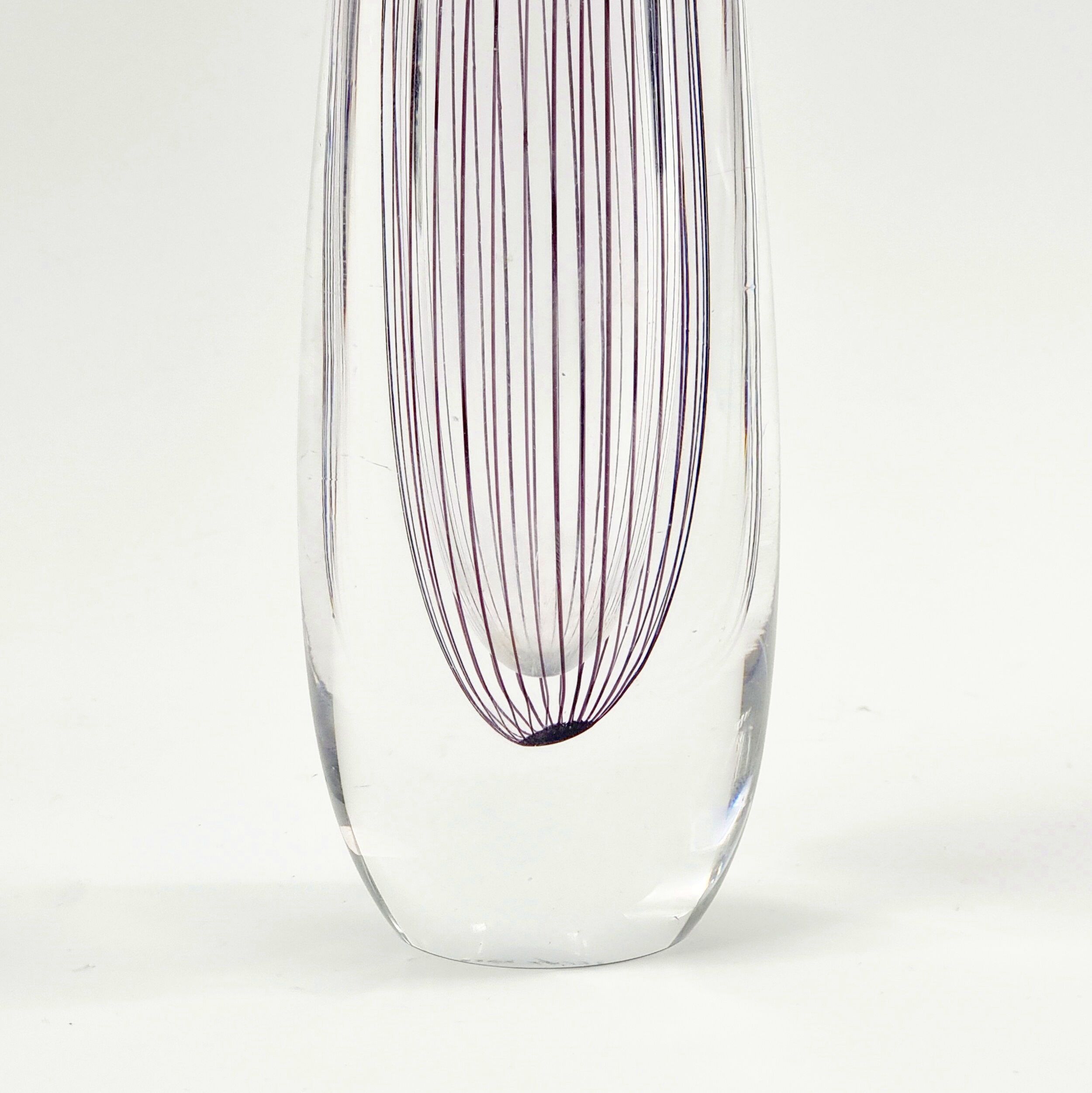 Large Mid-Century Scandinavian Striped Glass Vase by Vicke Lindstrand for Kosta, Sweden, 1950s