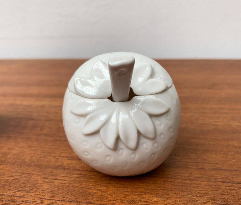 Vintage German porcelain jam pot with lid and spoon from Krömer Porzellan, 1970s, set of 2.