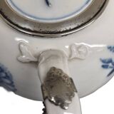 Antique German Porcelain Meissen Zwiebelmunster Teapot with silver, mid 180