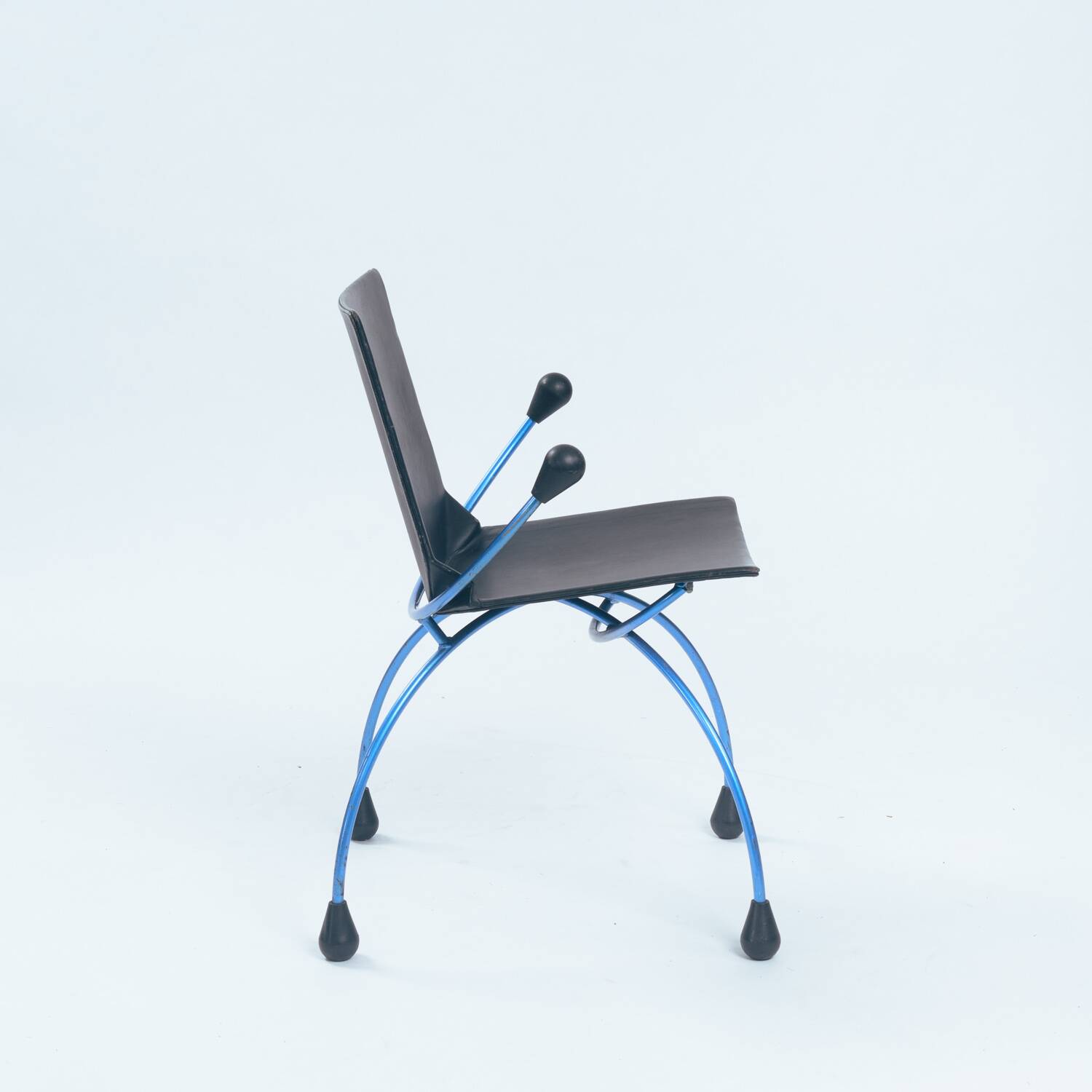 Postmodern metal leather chair by Boonzaaijer Mazairac, 1980s, Netherlands