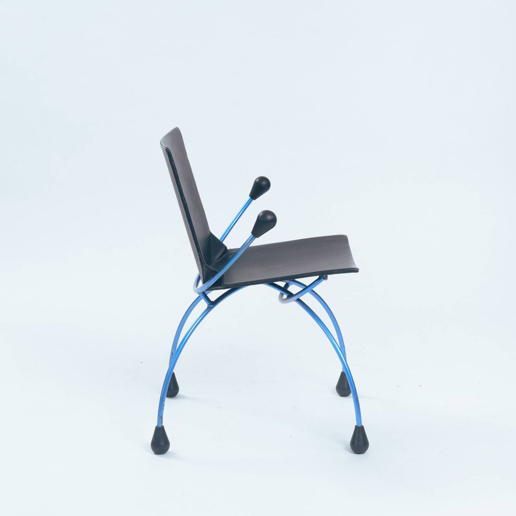 Postmodern metal leather chair by Boonzaaijer Mazairac, 1980s, Netherlands