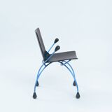 Postmodern metal leather chair by Boonzaaijer Mazairac, 1980s, Netherlands