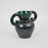 Black and green ceramic vase