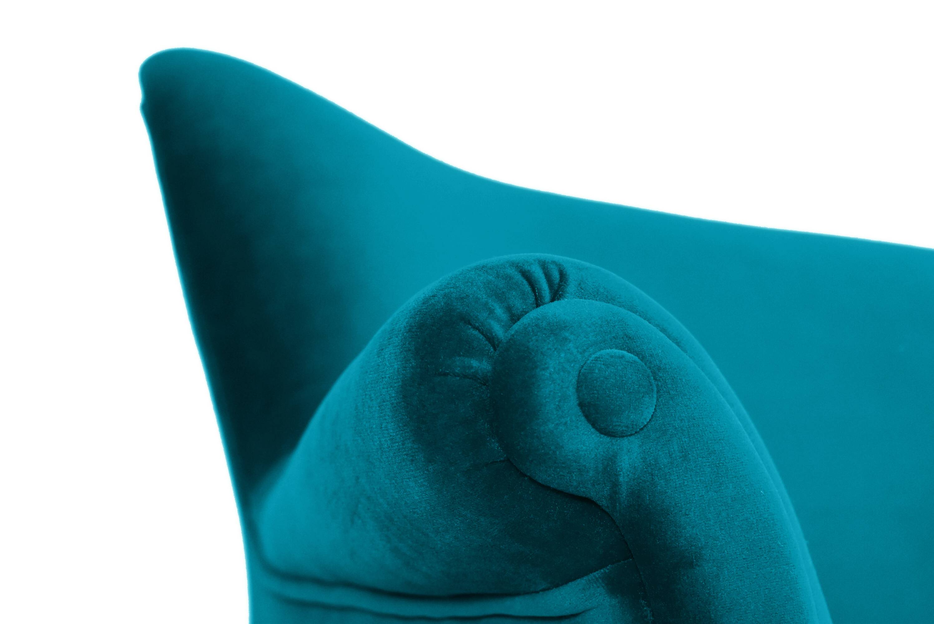 Canapé élégant trois places en velours, années 60, turquoise, restauré