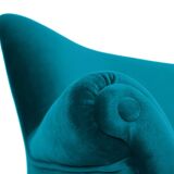 Canapé élégant trois places en velours, années 60, turquoise, restauré