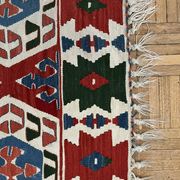 Ancient Turkish Kilim rug handwoven – geometric patterns 98x96 cm