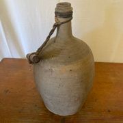 Bouteille Ancienne Grès Beige + Bouchon Bois Grand Volume Vintage