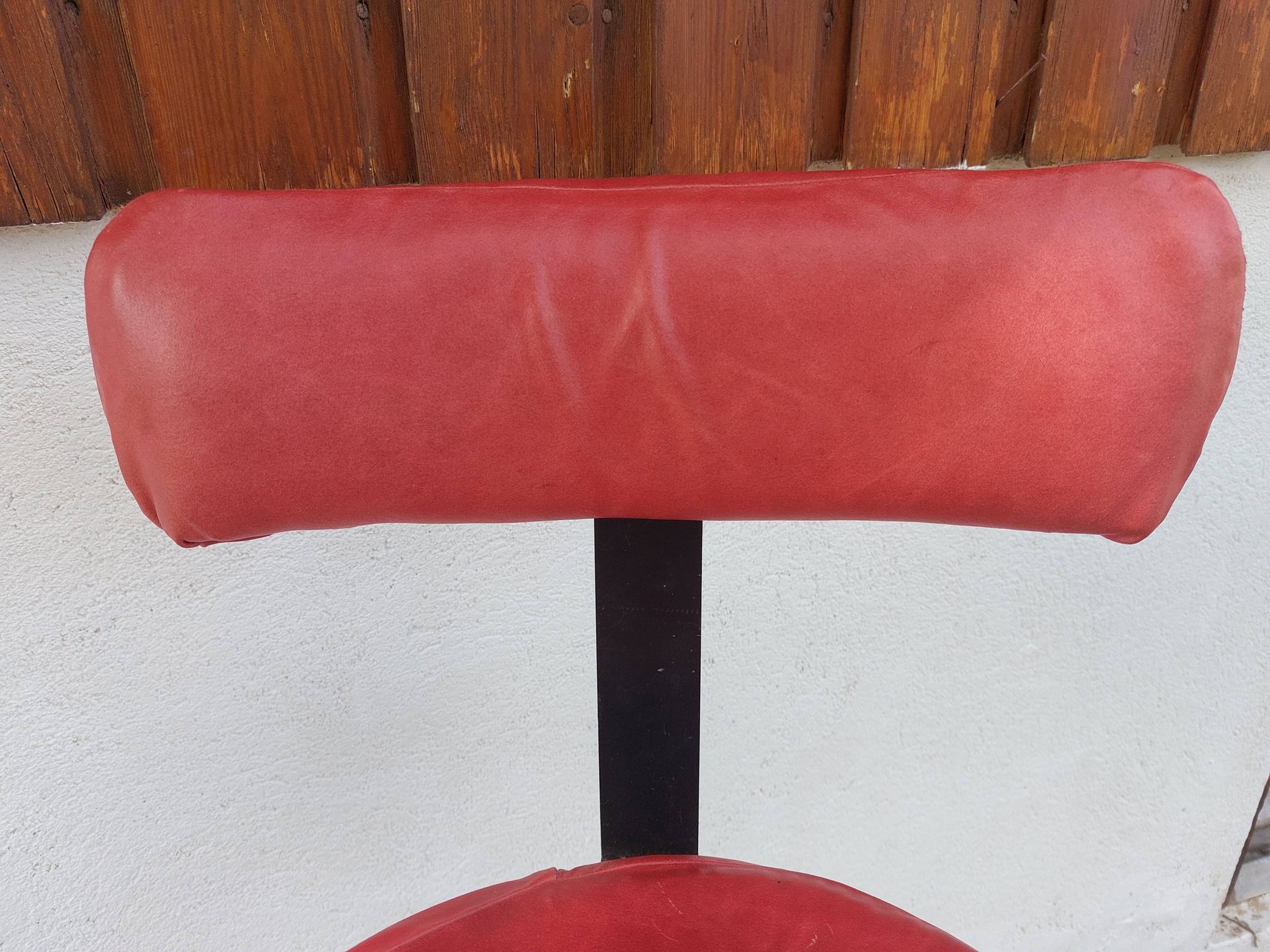 pair of high stools, leather, vintage, industrial
