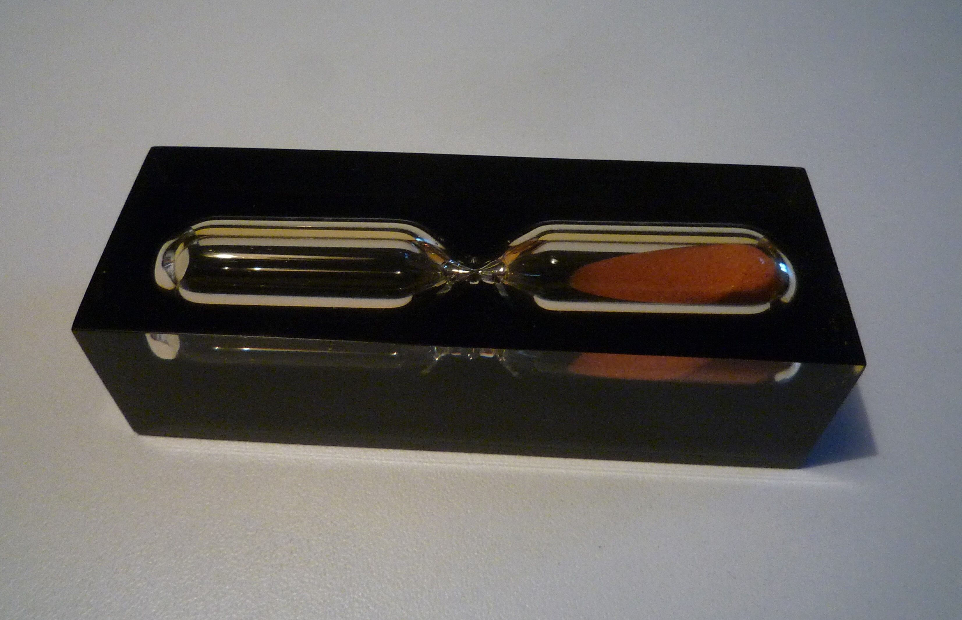 Resin hourglass with inclusion 1970s