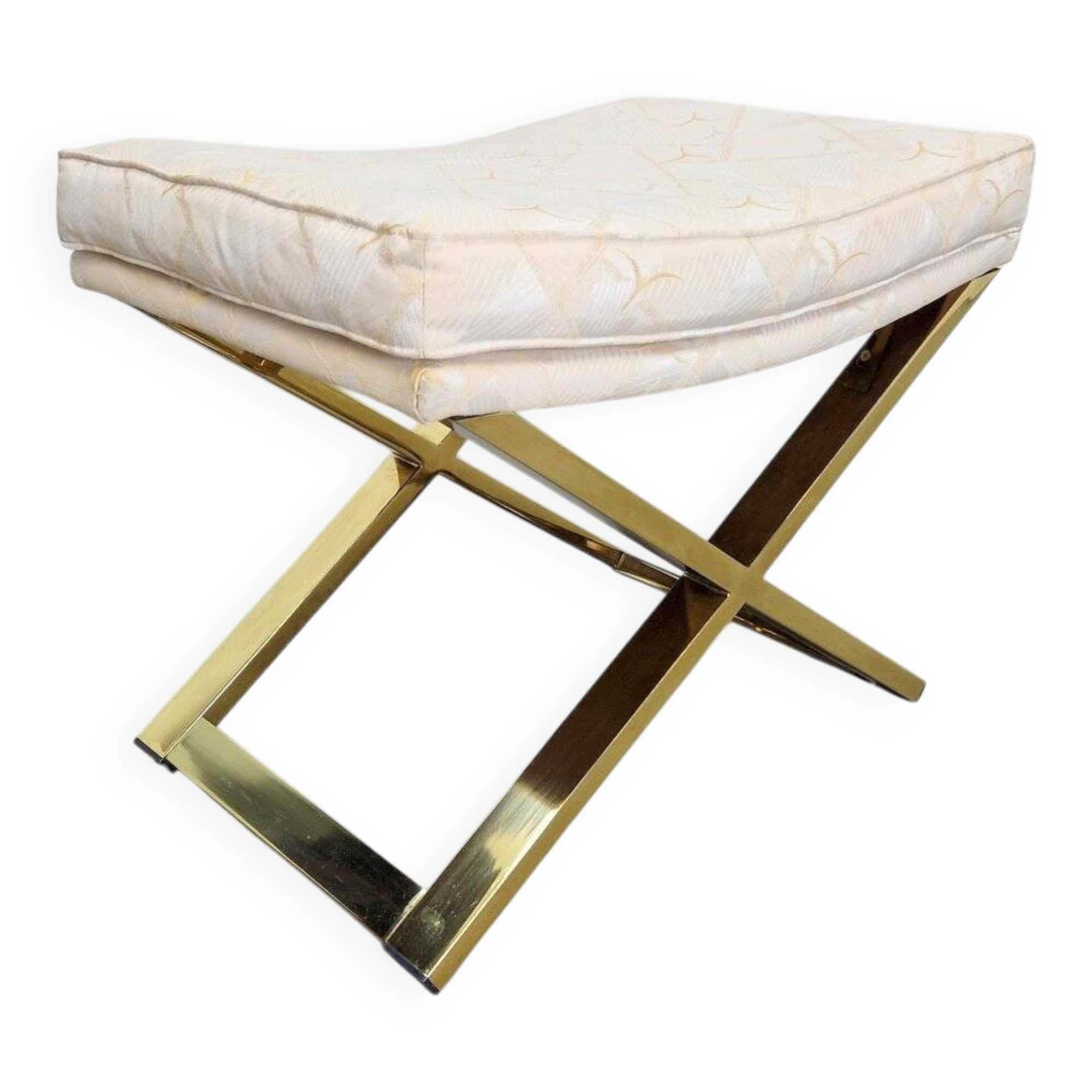 Vintage Regency Brass Cross Stool, Italy, 1970s