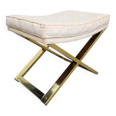 Vintage Regency Brass Cross Stool, Italy, 1970s