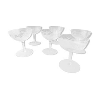 Set de 6 coupes à champagne vintage en cristal
