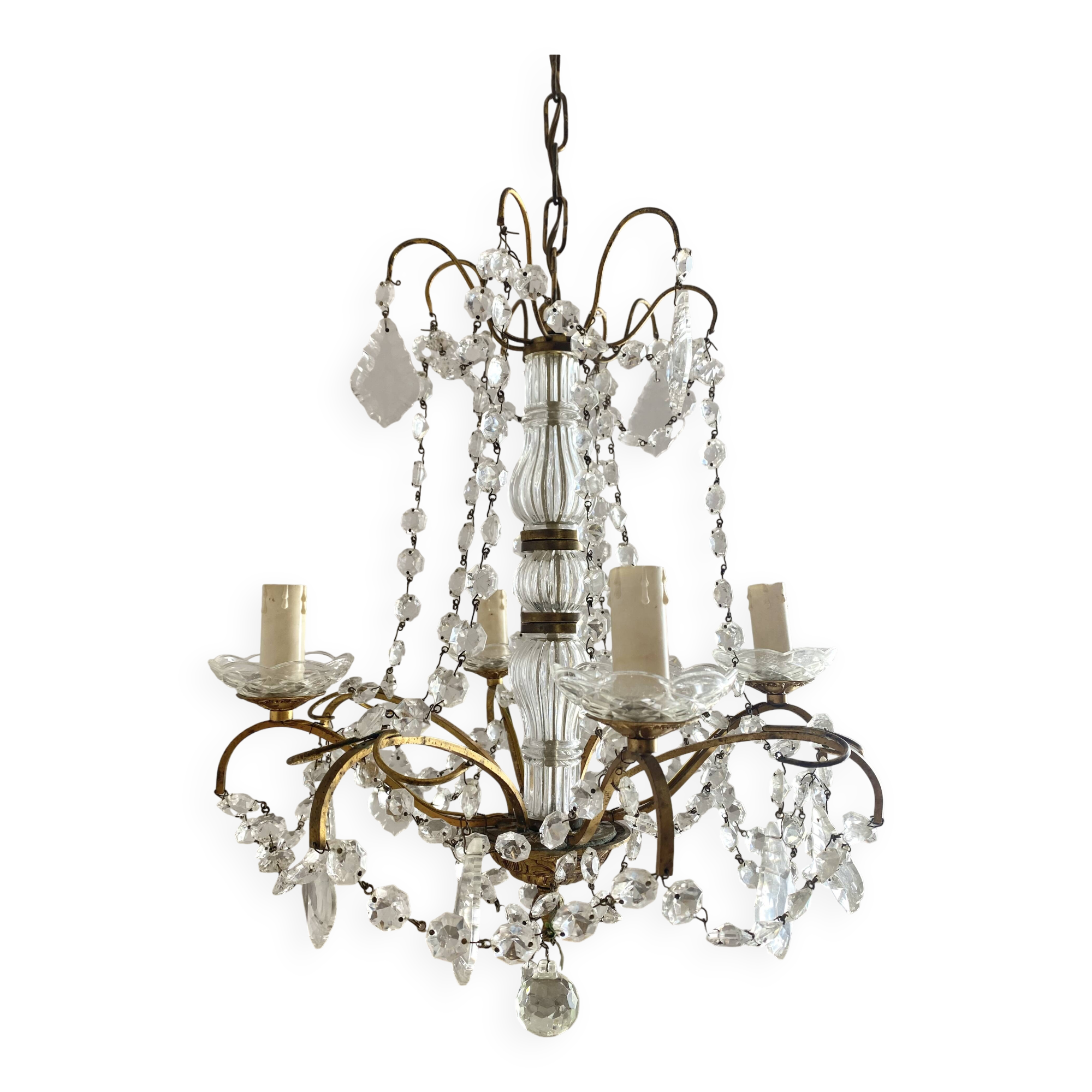 4-light chandelier with tassels, height 80cm