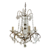 Lustre à pampilles  4 feux  h 80cm