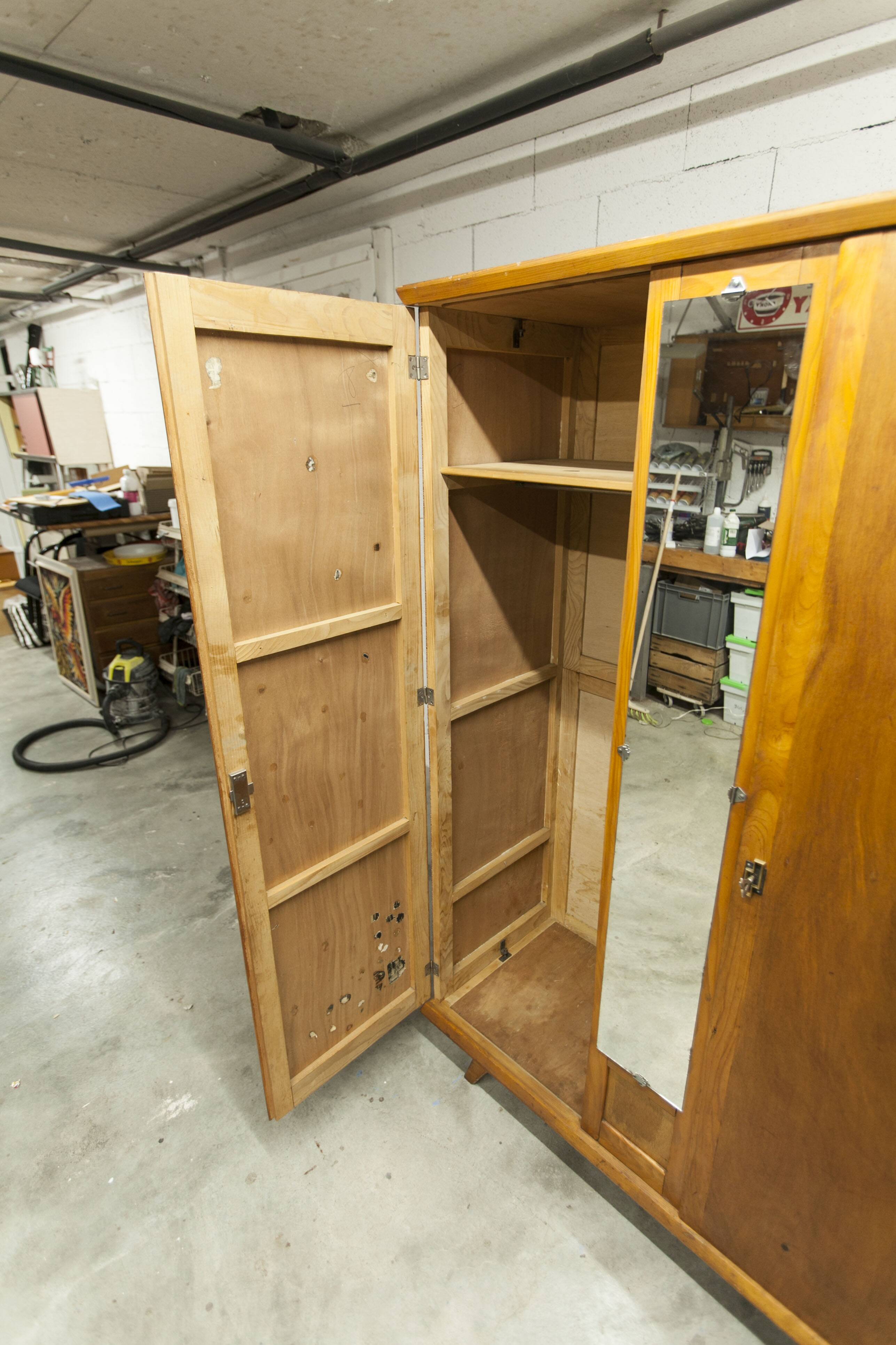 1950s Parisian wardrobe with mirror, 135 x 19 cm