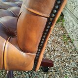 Chesterfield desk chair in antique leather