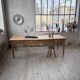Pine and oak farmhouse table with multiple drawers, communal type, 240cm.