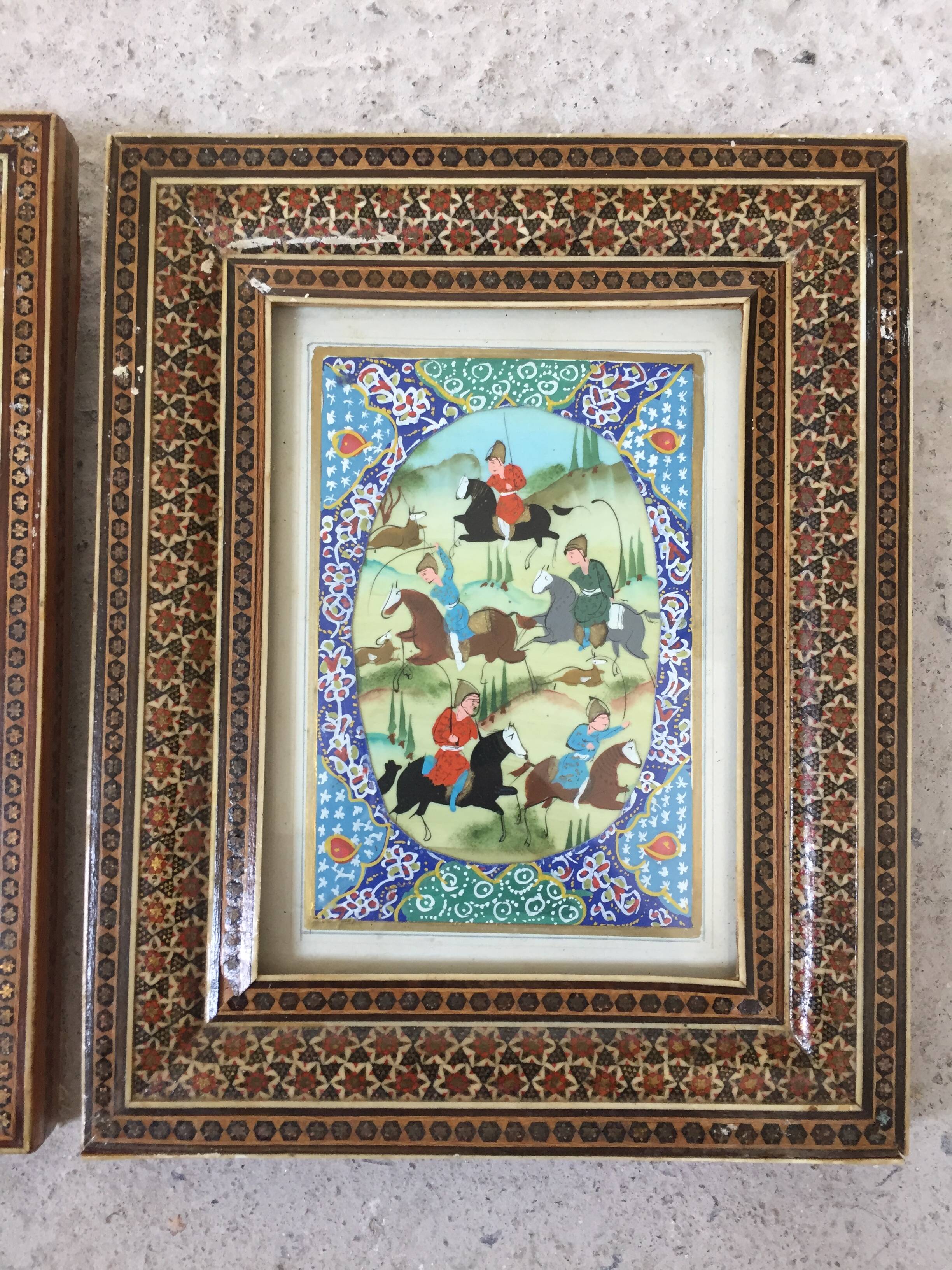 Pair of Persian Khatam paintings