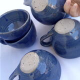 Lot of 6 cups in oceanic blue sandstone