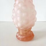 Pink frosted glass corolla vase Empoli Italy 1960