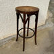 Tabouret de bar vintage en bois & cannage