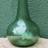 Single-flower vase in blown, bubbled glass, signed Biot
