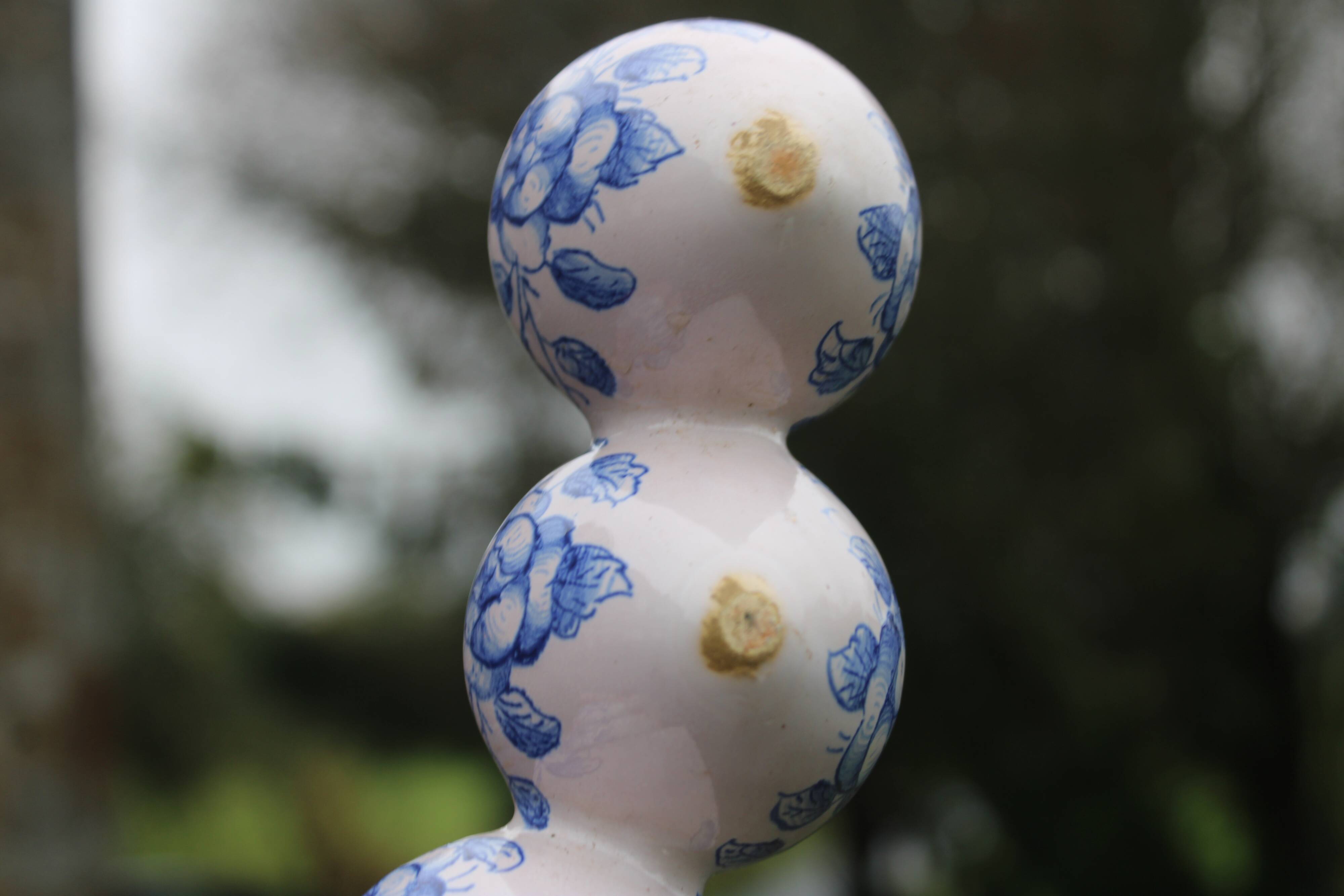 Pair of antique blue ceramic candlesticks • Apothecary size 5x2 (10 burners)