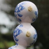 Pair of antique blue ceramic candlesticks • Apothecary size 5x2 (10 burners)