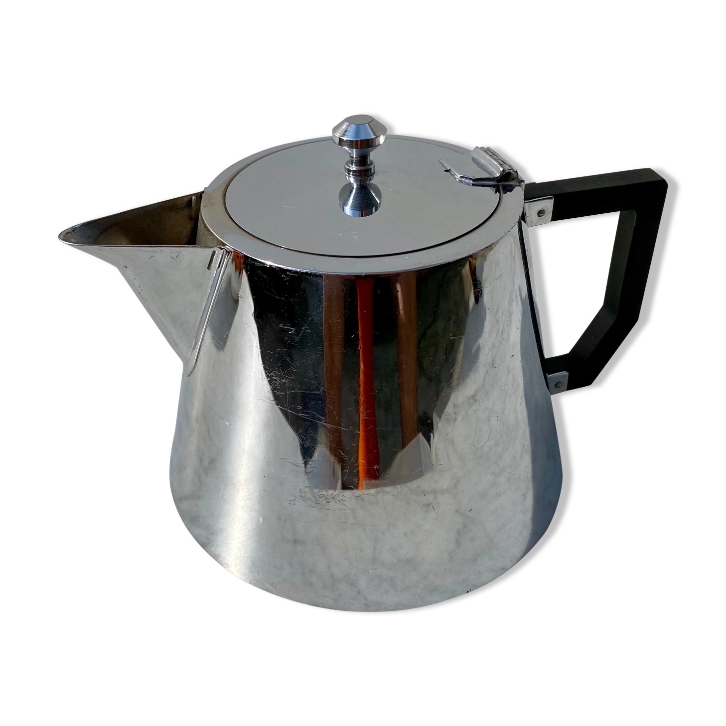 Teapot Selecta 1L nickel-plated brass and Bakelite vintage 60s