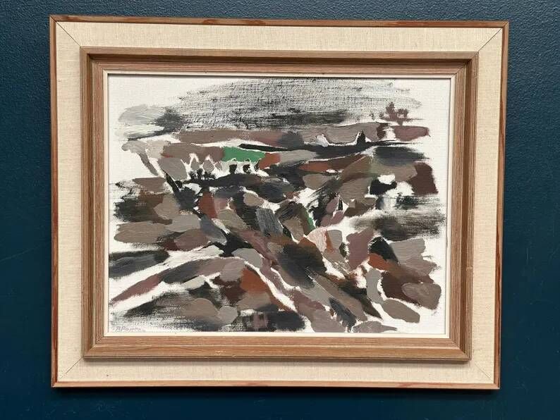 Original Swedish Oil on Canvas – "Abstract" by B. Person – Signed – Vintage and Framed – 53 x 44 cm (20.8" x 17.3")