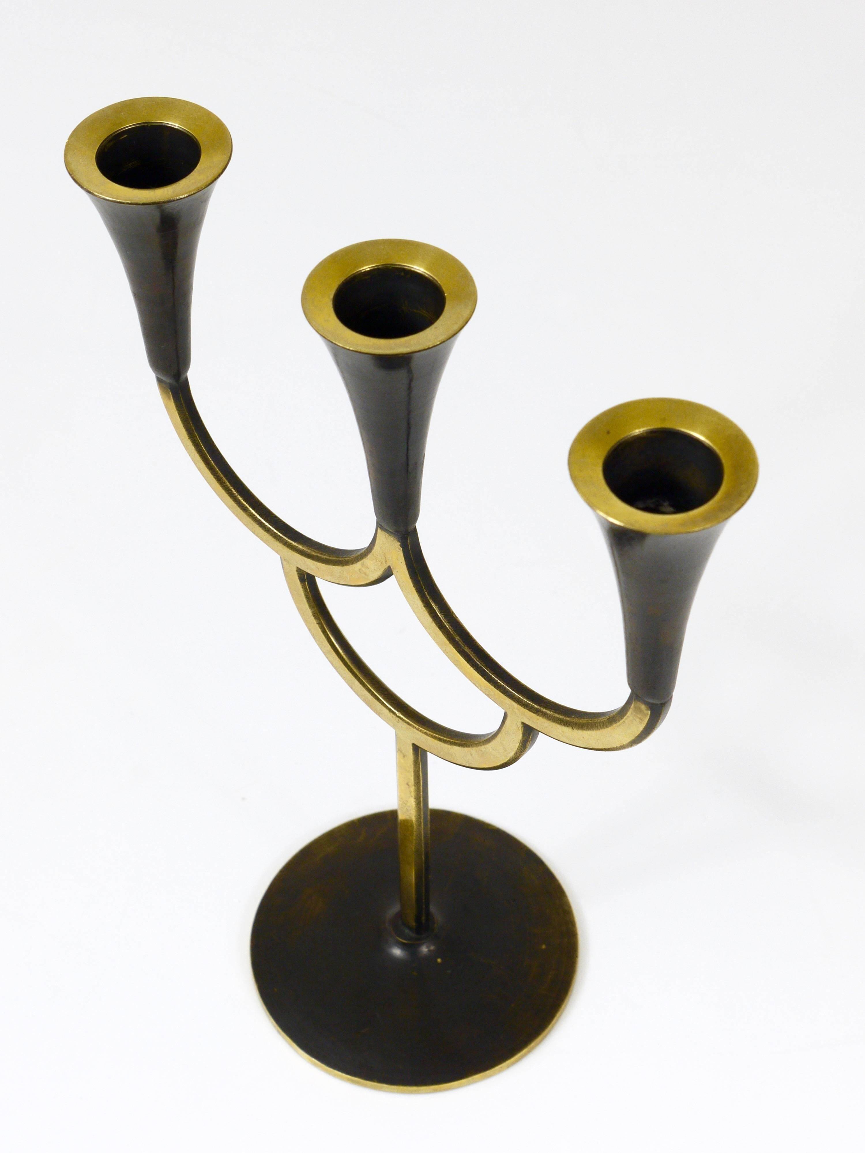 Brass chandelier by Richard Rohac, mid-century candle holder, Vienna, Austria, 1950s.