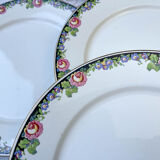 7 opaque porcelain dinner plates Digoin floral pattern 3984