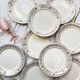 9 Villeroy Boch flat plates in white golden porcelain floral pattern