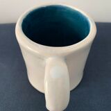 2 cups maja white and blue enamelled ceramic cups
