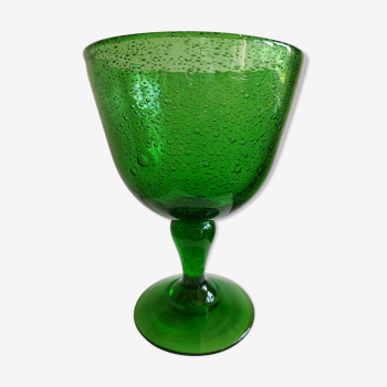 Biot green glass cup