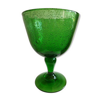 Biot green glass cup
