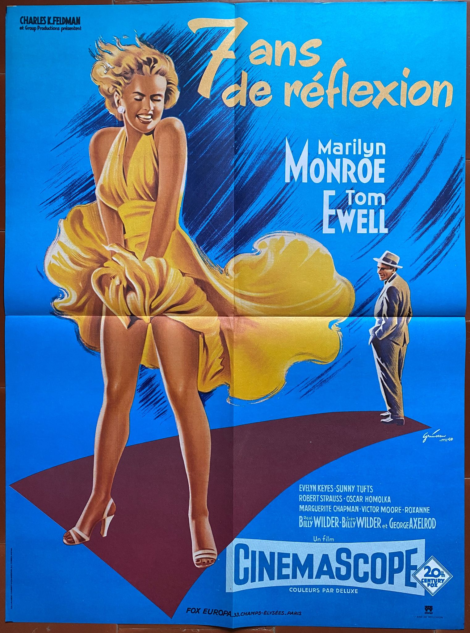 Affiche cinéma "Sept ans de réflexion" Marilyn Monroe 60x80cm 1970