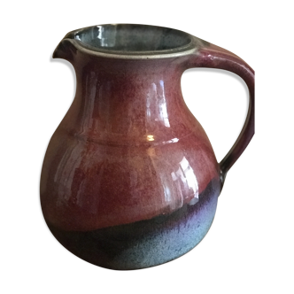 Pitcher carafe in enamelled sandies colors pink and blue