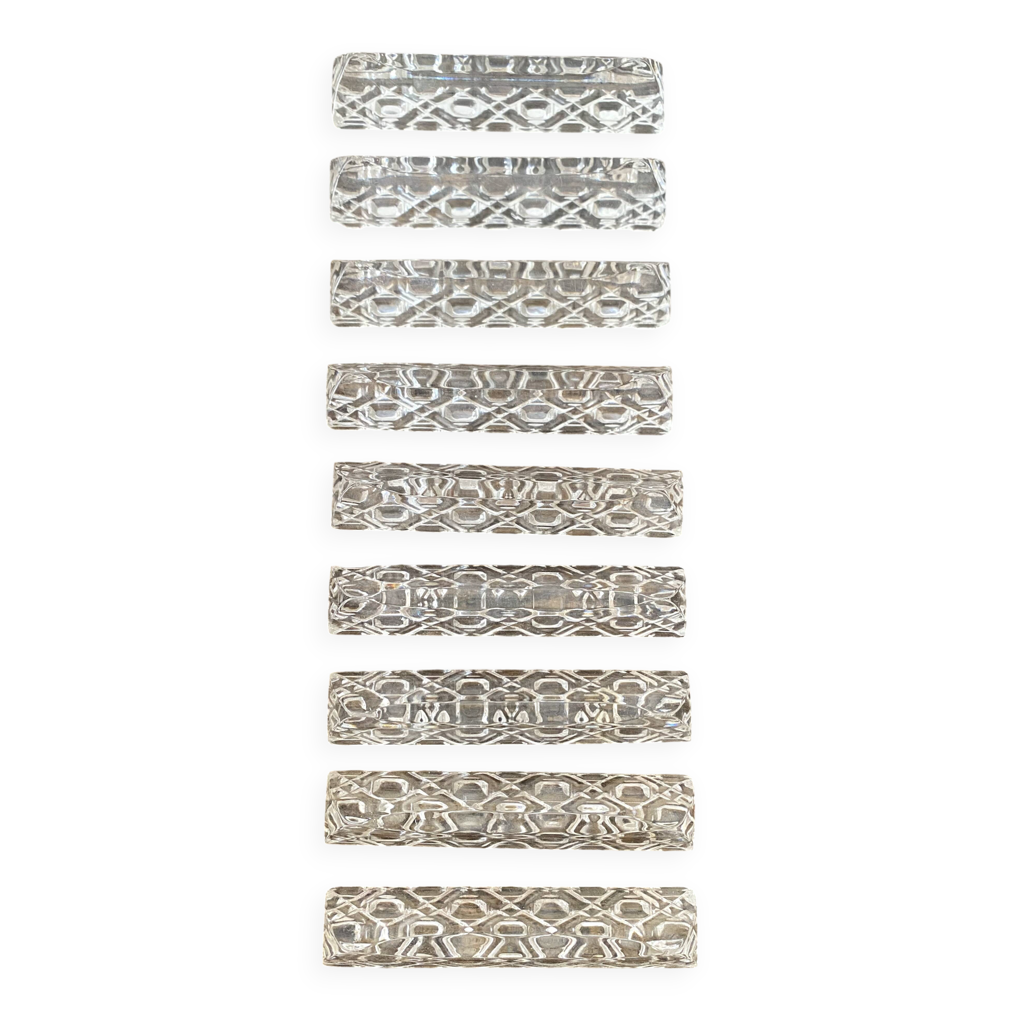 Set of antique glass knife holders