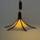 Mid-century teak pendant lamp from Domus with linen shade