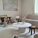 Omega circular coffee table natural travertine - 80cm D