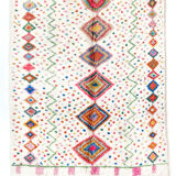 Berber carpet Azilal ecru with colorful patterns 2,35x1,62m