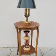 Selette pedestal side table Louis XV style with decorated marquetry and rosewood - 1900s