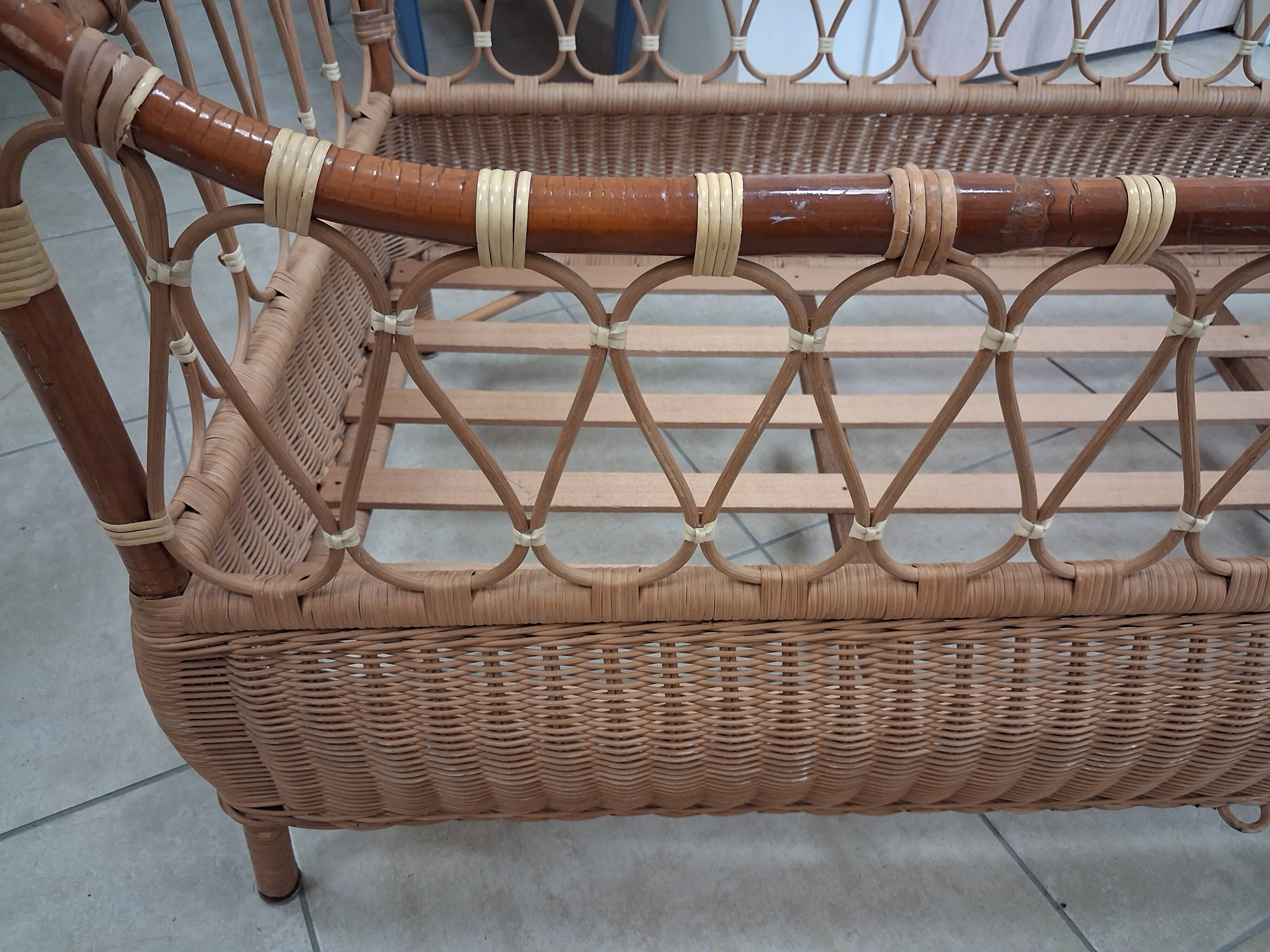 Rattan and wicker children's bed