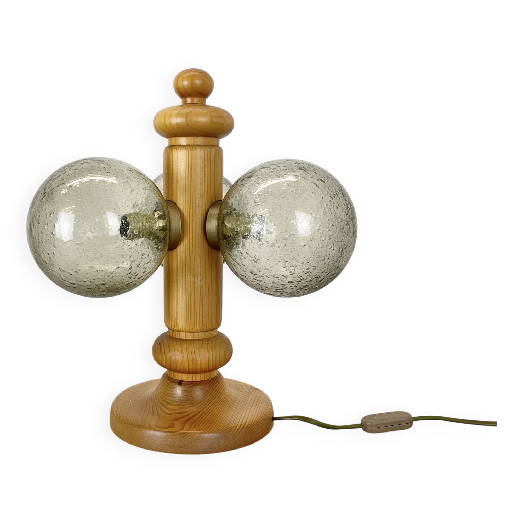 Large Organic Sculptural PINE Wooden Table Light by Temde Lights, Germany 1