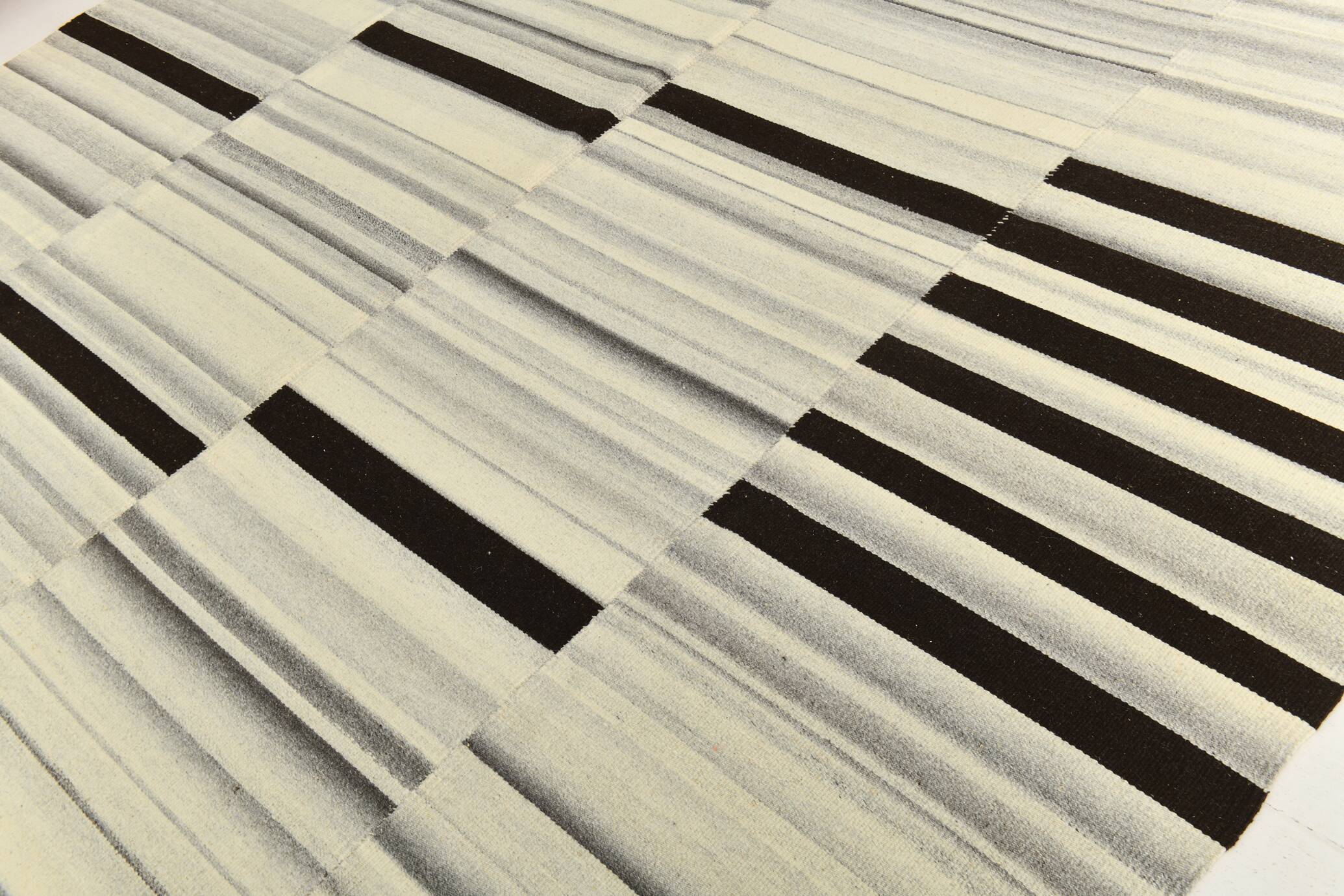 10x13 Kilim Gray, Beige, Black Modern Turkish Kilim Rug, 294x384Cm