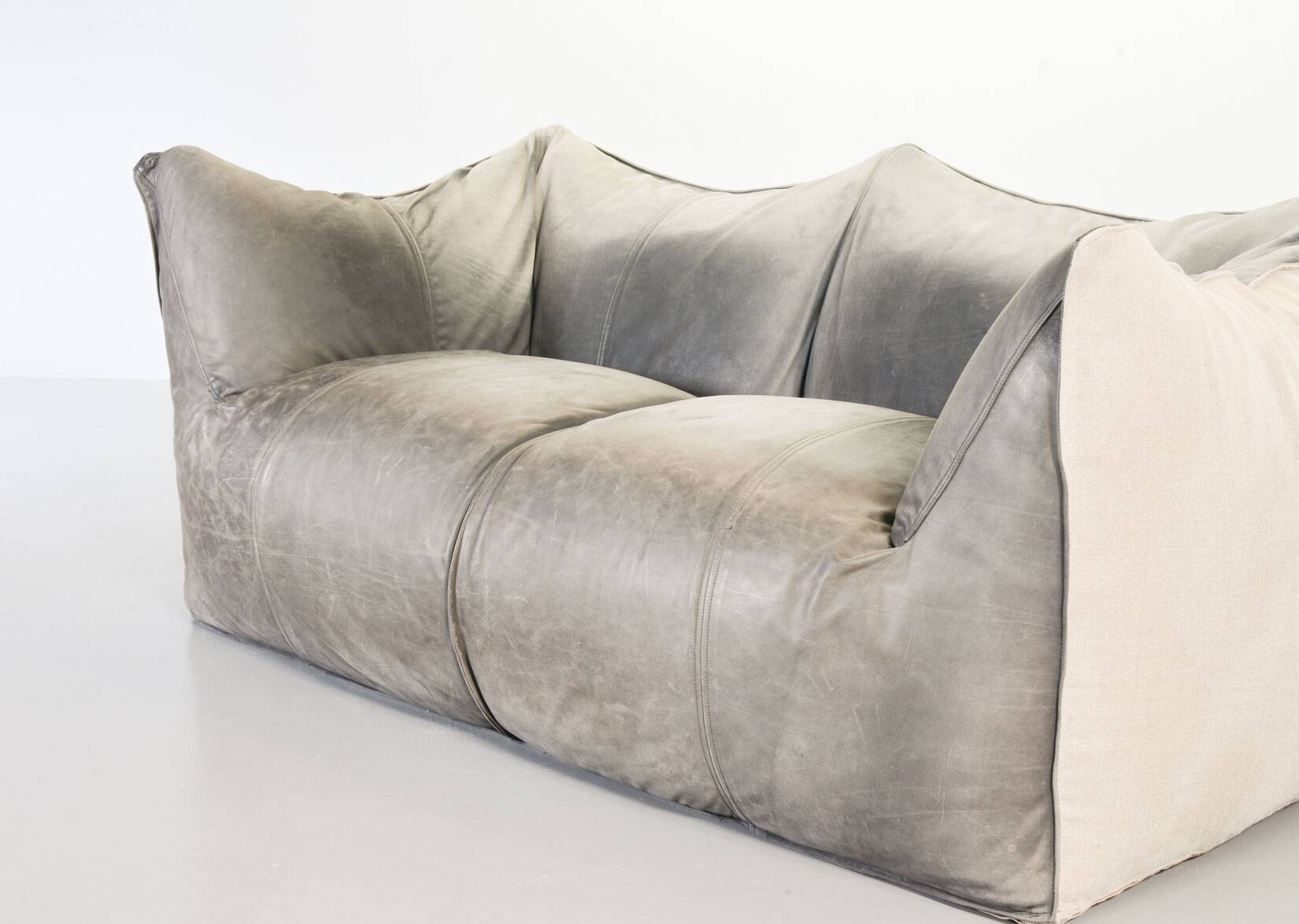 Mario Bellini 2-Seat Le Bambole Sofa for C&B Italia in Leather & Fabric 70s