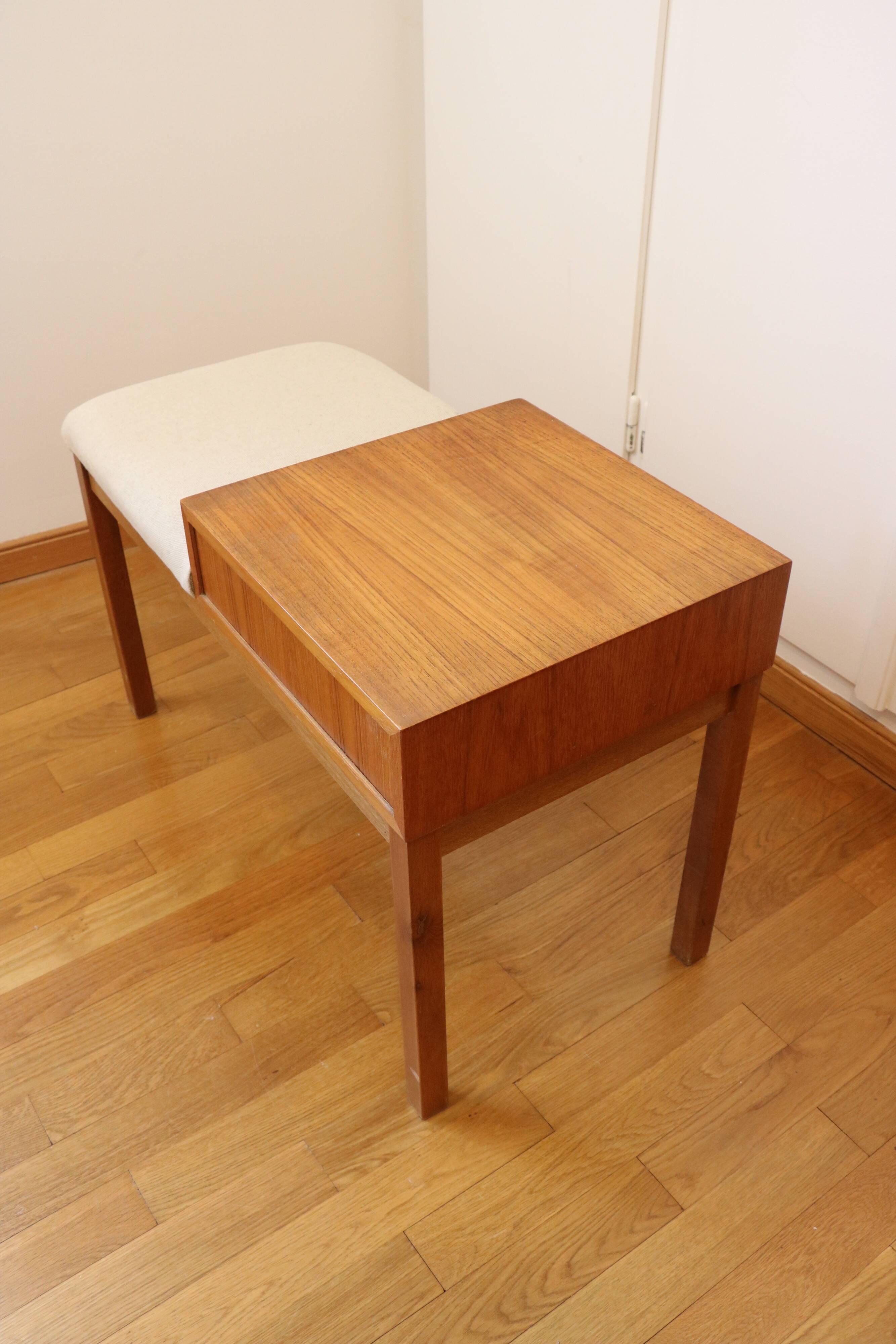 Entrance bench, Scandinavian modular telephone bench, teak, 1960